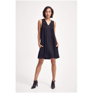 Lindsay Nicholas Sale Women's Pin|tuck Dress in Black Recycled Poly S Sleeveless Mini Dresses| Afterpay Available | Gifts
