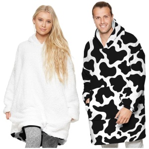 Reversible Hoodie Blanket Unisex Cow Print - Cow Pattern / One Size