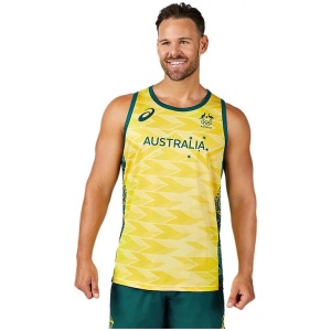 ASICS Team Australia Olympic Replica Basketball Singlet - Au Yellow L