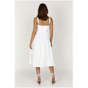 Adriana Linen Midi Dress - White