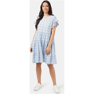 Aimee Tiered Mini Dress Blue Check