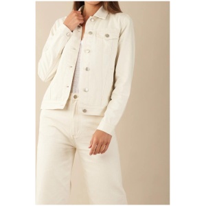 Amelius Sale | Women's Alliance Drill Denim Jacket | Cream | S | Cotton Jackets | Afterpay Available