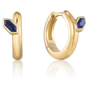 Ania Haie Sale | Women'sGold Lapis Emblem Huggie Hoop Earrings | One Size | 925 Sterling Silver Earrings | Afterpay Available