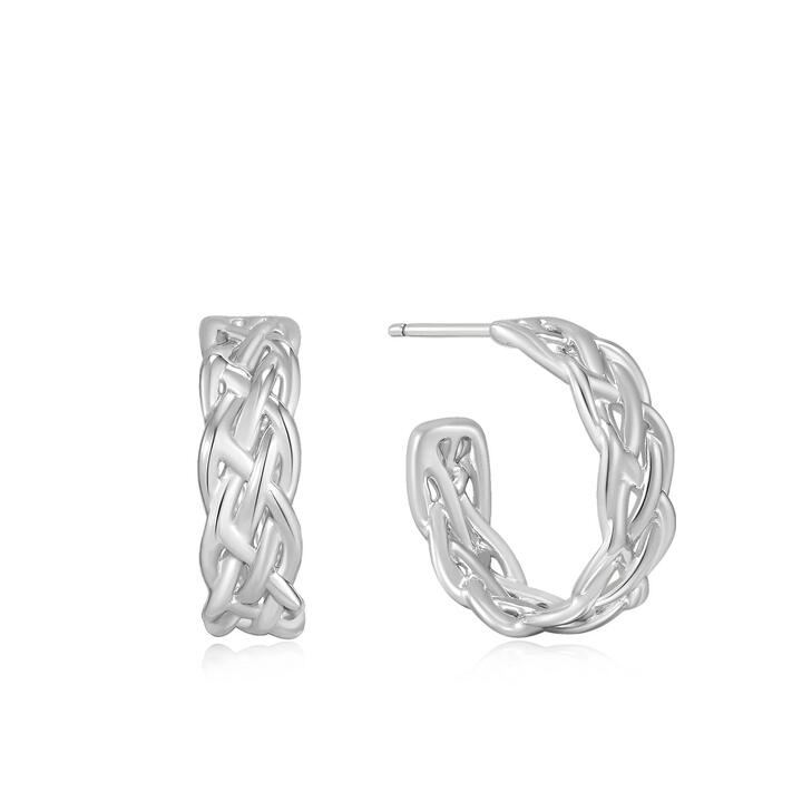 Ania Haie Sale | Women'sSilver Rope Chunky Hoop Earrings | One Size | Rhodium Earrings | Afterpay Available