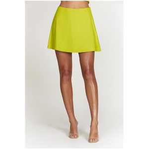 Annalise Satin A Line Mini Skirt - Chartreuse