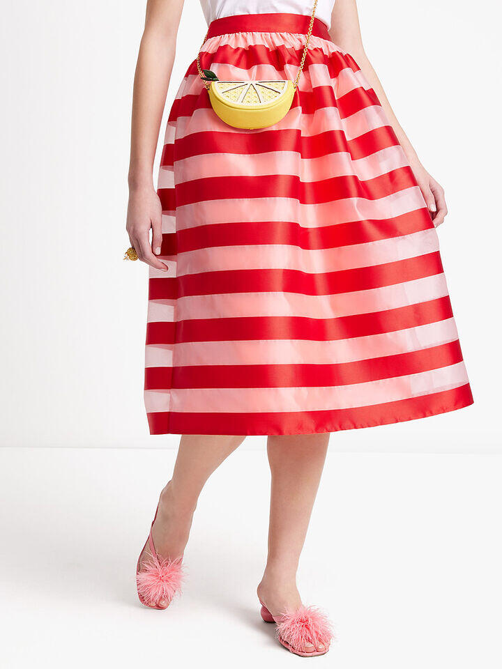 Awning Stripe Organza Midi Skirt