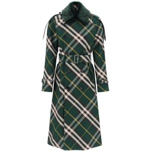 BURBERRY kensington trench coat with check pattern