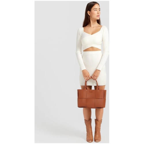 Belle And Bloom Sale | Women's C'est Belle Knit Mini Skirt | Cream | S | Viscose Skirts | Afterpay Available