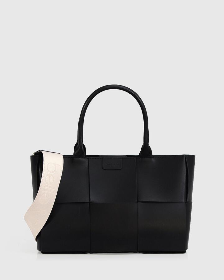 Belle And Bloom Sale Women's Long Way Home Woven Tote Black One Size Leather Tote Bags Afterpay Available