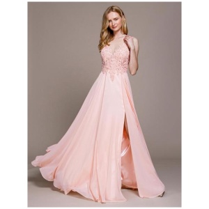 Bridesmaid Dress A-Line Floor-Length Chiffon Prom Dress Free Customization