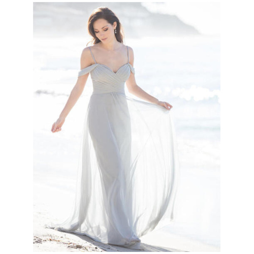 Bridesmaid Dress Sweetheart Neckline Cold Shoulder Ruched Chiffon A-Line Maxi Dresses