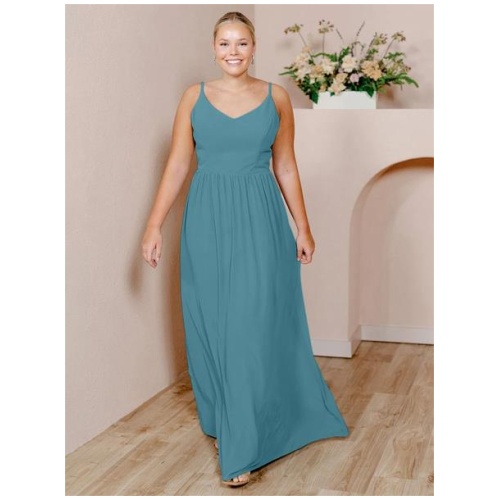 Bridesmaid Dresses Chiffon A-Line Floor-Length Prom Dress Free Customization