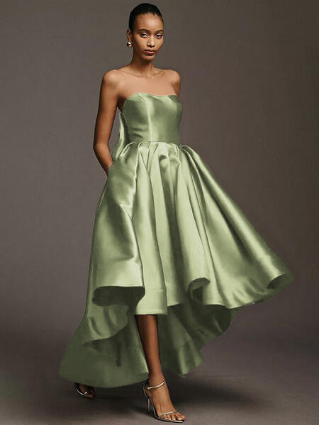 Bridesmaid Dresses Satin Fabric A-Line Floor-Length Wedding Party Dress