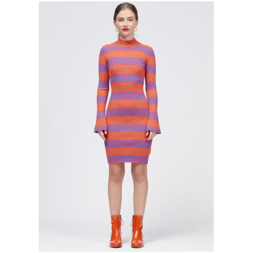 Bul Sale Women's Okna Dress Blue/Pink/Orange Stripe 6 Viscose Mini Dresses Afterpay Available