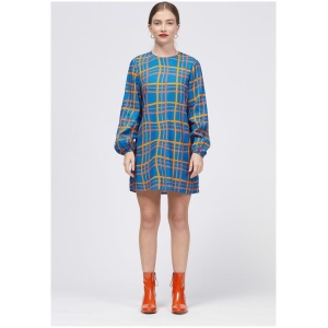 Bul Sale Women's Zabawa Dress Blue Warped Check Print Multi / 6 Cotton Mini Dresses Afterpay Available