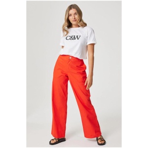 Cartel And Willow Sale | Women's Lucy Trouser | Campari | XS | Cotton Pants | Afterpay Available