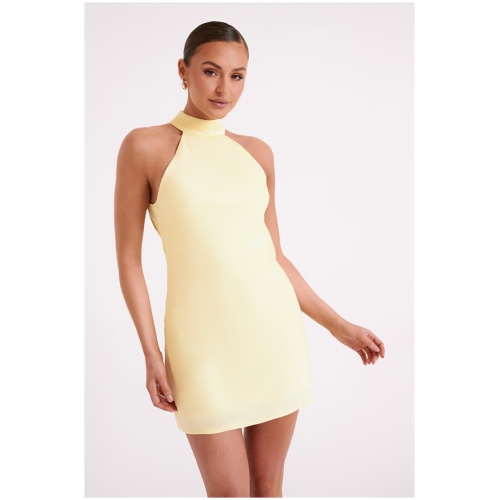 Claire Matte A Line Mini Dress - Light Yellow