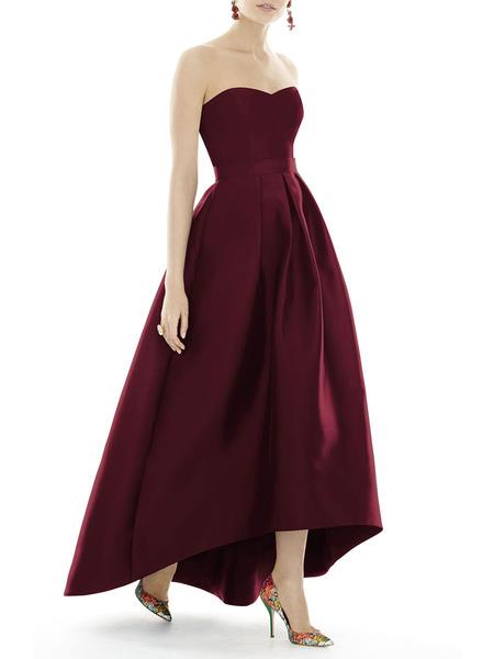 Cocktail Dress Elegant A-Line Ankle-Length Strapless Red Party Dress Free Customization