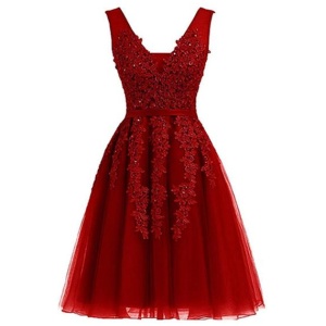 Cocktail Dress Gorgeous Short A Line V Neck Sleeveless Lace Beaded Mini Tulle Prom Dresses Free Customization