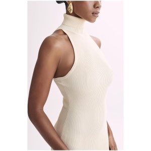 Connie Turtleneck Knit Midi Dress - Cream