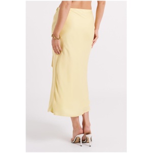 Edie Satin Midi Skirt With Tie - Yellow