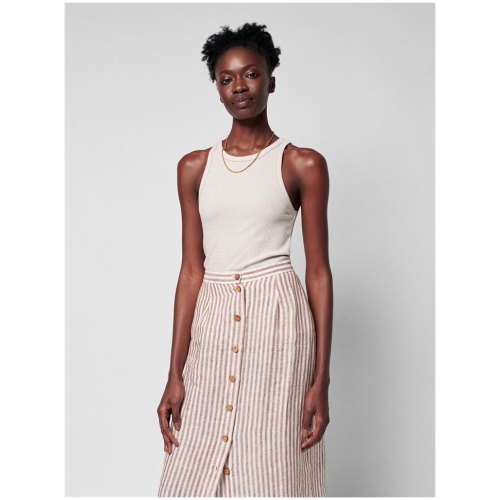 Faherty Sale | Women's Billie Skirt | Bronze Low Tide Stripe | Stripe / XS | Linen Skirts | Afterpay Available