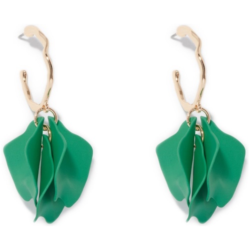 Forever New Women's Cassie Camy Organic Hoop Earrings in Emerald/Gold