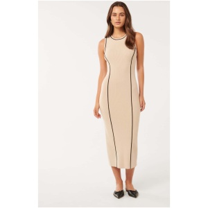 Forever New Women's Cleo Contrast Midi Dress in Neutral/Black