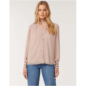 Forever New Women's Iris Trim Detail Blouse in Beige Pearl