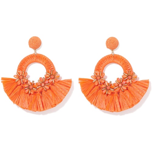 Forever New Women's Katrina Raffia and Flower Hoop Earrings in Siren Glow