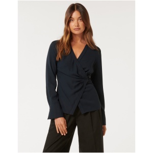 Forever New Women's Sandra Wrap Shirt in Deep Navy