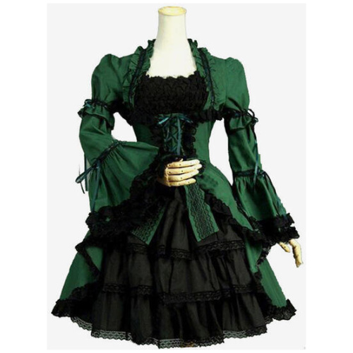 Green Retro Costumes Lace Marie Antoinette Costume Polyester Dress Women's Retro Tunic 18th Century Costume