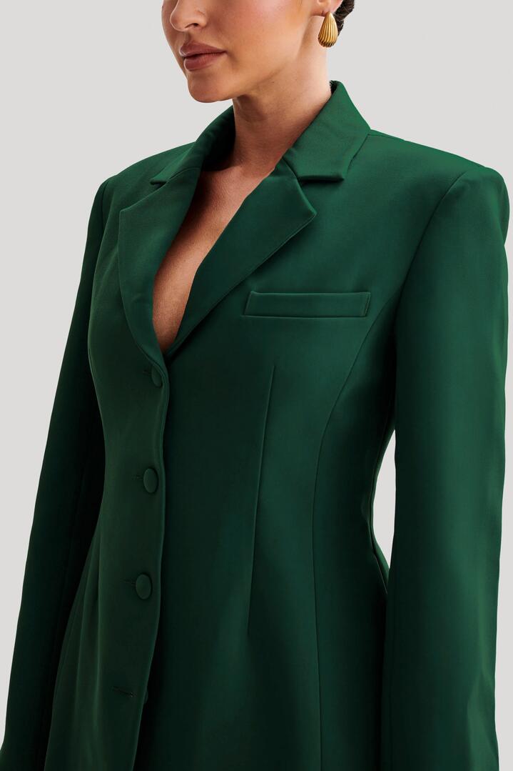 Greer Hourglass Suiting Blazer - Forest Green