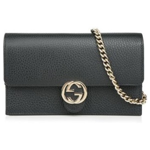 Gucci Icon GG Interlocking Wallet On Chain Black Crossbody Bag 615523 Black Luxury