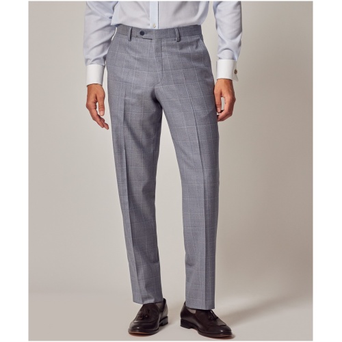 Hawes & Curtis Light Blue Tonal Windowpane Check Tailored Fit Suit Trousers - 1913 Collection