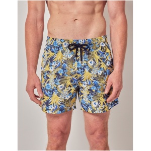 Hawes & Curtis Navy & Yellow Tropical Print Swim Shorts