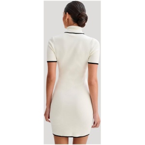 Hayley Turtleneck Contrast Knit Mini Dress - Ivory