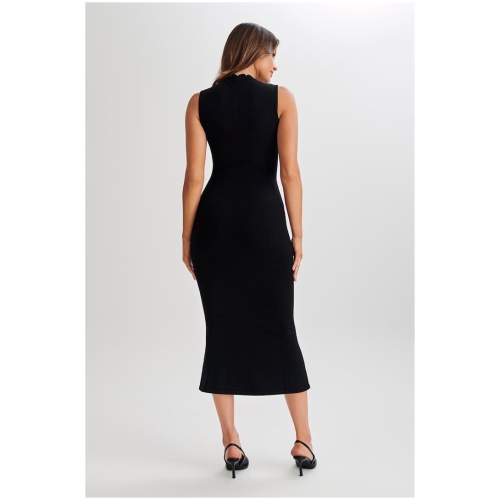 Korva Knit Midi Dress - Black