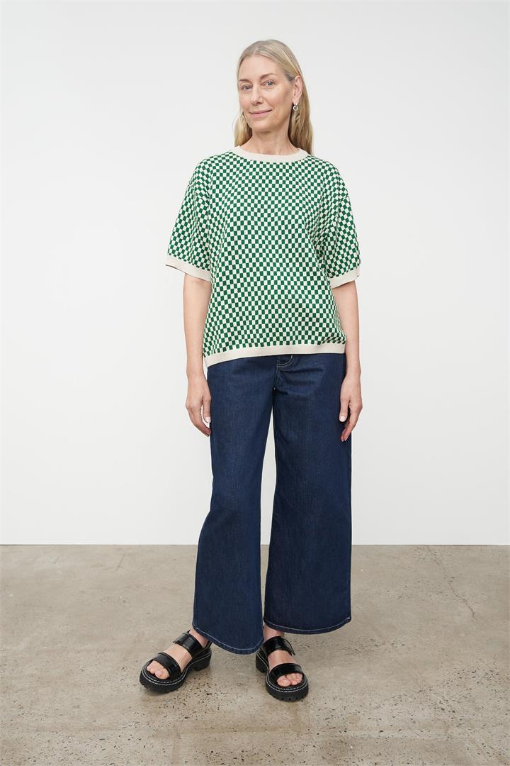 Kowtow Sale | Women's Checkerboard Knit Tee | XXS | Cotton T-Shirts & Singlets | Afterpay Available