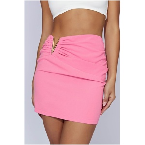 Leonie V-Hardware Mini Skirt - Bubblegum Pink