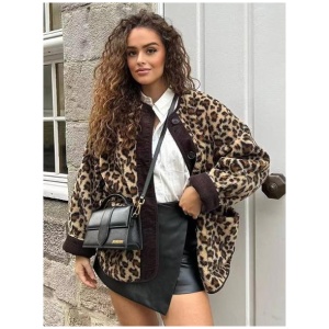 Leopard Jacket Pockets Buttons Casual Fall Spring Jackets For Women