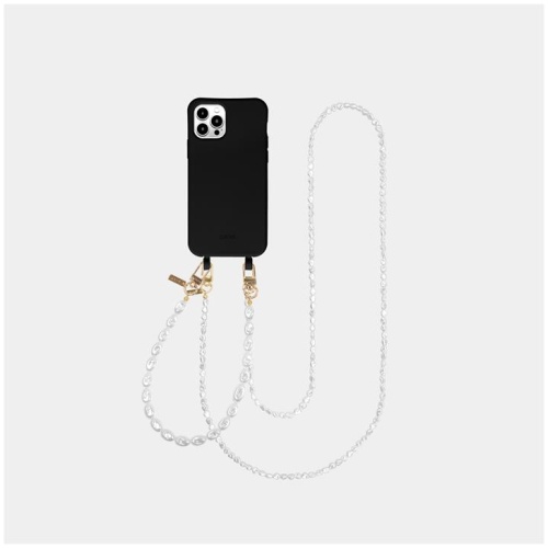 Louve Collection Sale Women's Le Café Noir Black Phone Case + Pearl Crossbody Phone Chain + Pearl Phone Wristlet / Bracelet Iphone 15 Pro Max Witho