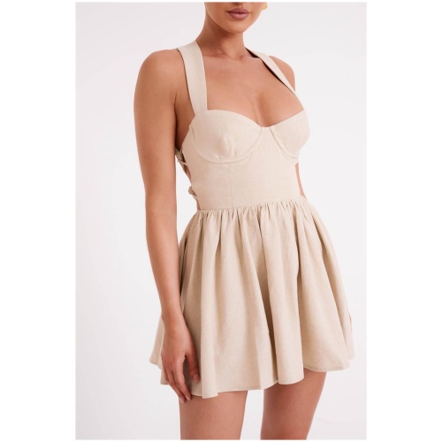 Loz Tie Back Linen Mini Dress - Natural