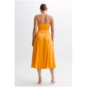 Luciana Satin Midi Dress - Tangerine