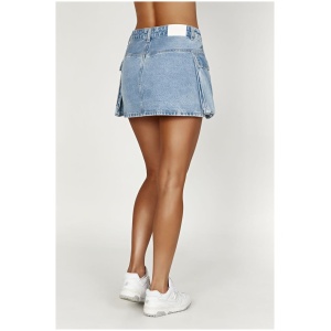 Lylah Denim Pocket Mini Skirt - Mid Blue