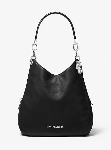 MK Lillie Large Pebbled Leather Shoulder Bag - Black - Michael Kors