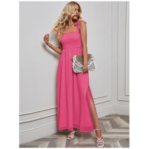 Maxi Dress Sleeveless Casual Low-slit Split Front Floor Length Dress