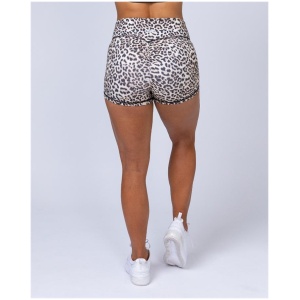 Muscle Nation Sale | Women's Signature Scrunch Booty Shorts | Yellow Leopard | Leopard / XXS | Nylon Shorts | Afterpay Available