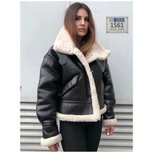 PU Leather Moto Jacket For Women Oversized Winter Outerwear 2024