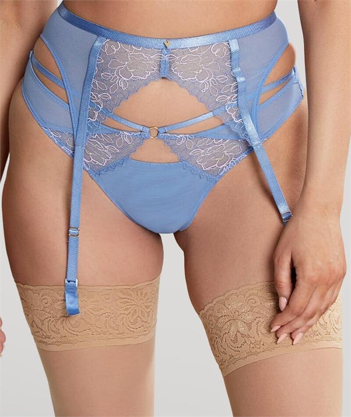 Panache Valentina Luxe Suspender Belt - Denim Blue 8 5054383600888 Knickers Underwear Panties - Afterpay Available